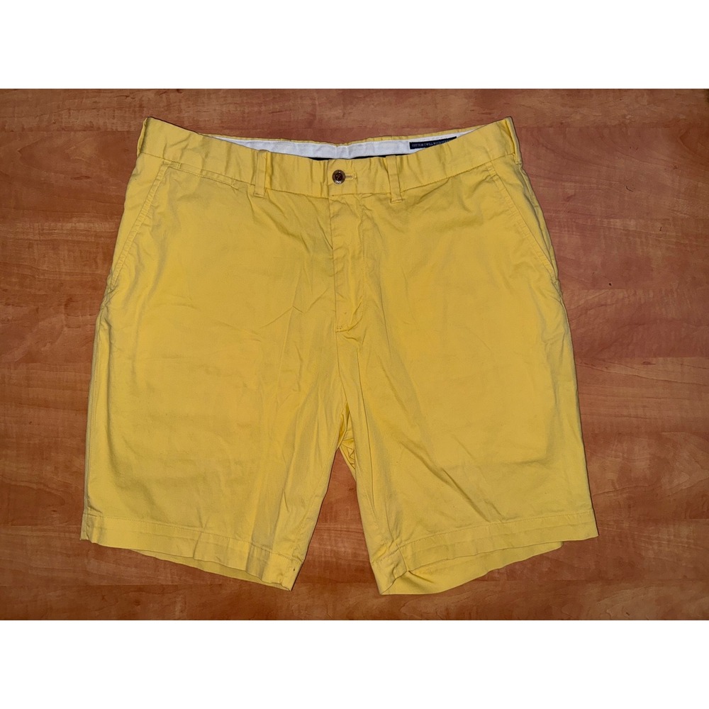 Polo‎ Golf Ralph Lauren Mens Yellow Cotton Twill Stretch Chino Shorts Size 34